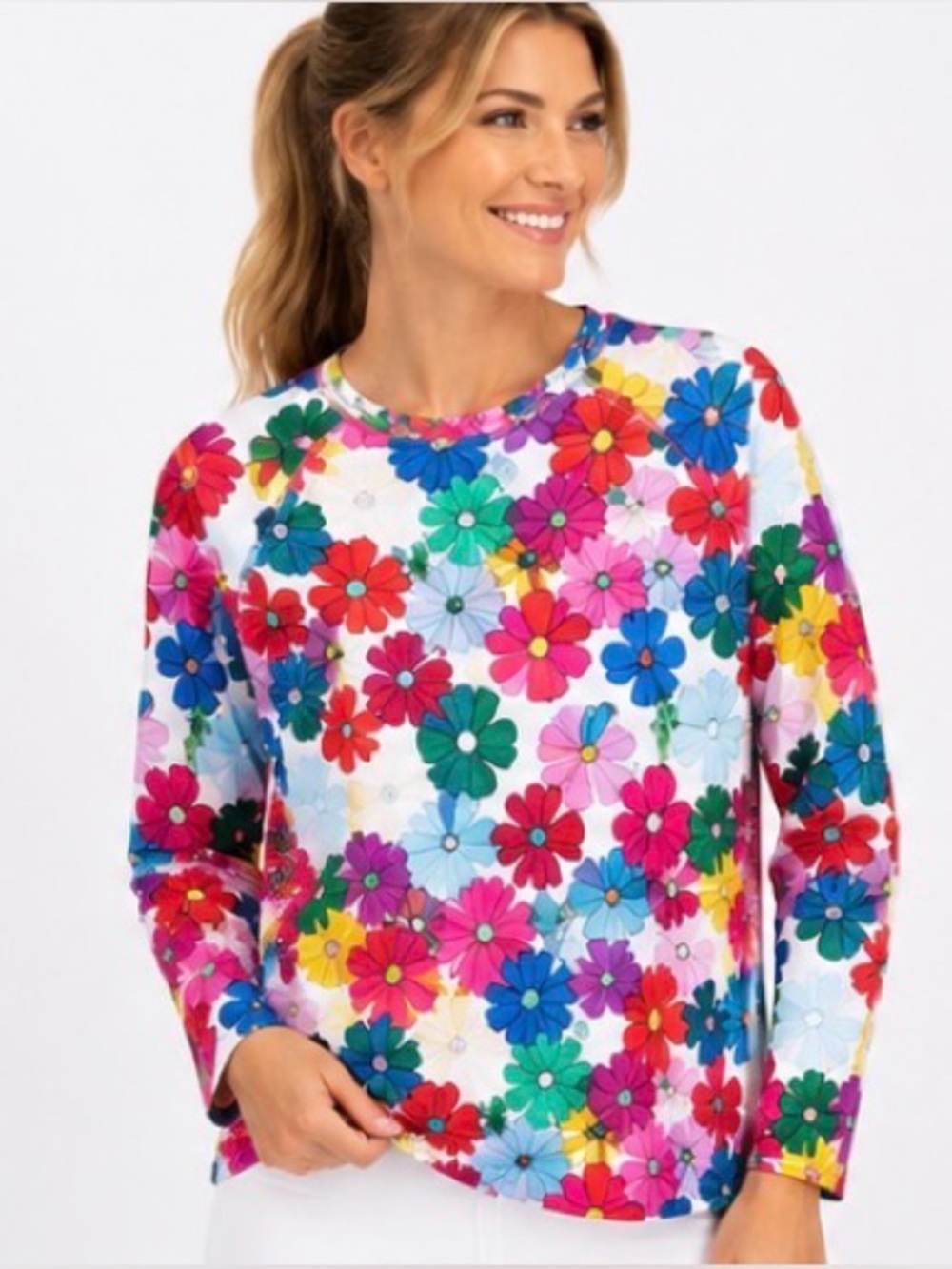 Reel Legends Keep It Cool Floral UPF Sun Shirt Long Sleeve Top Size Large Beach